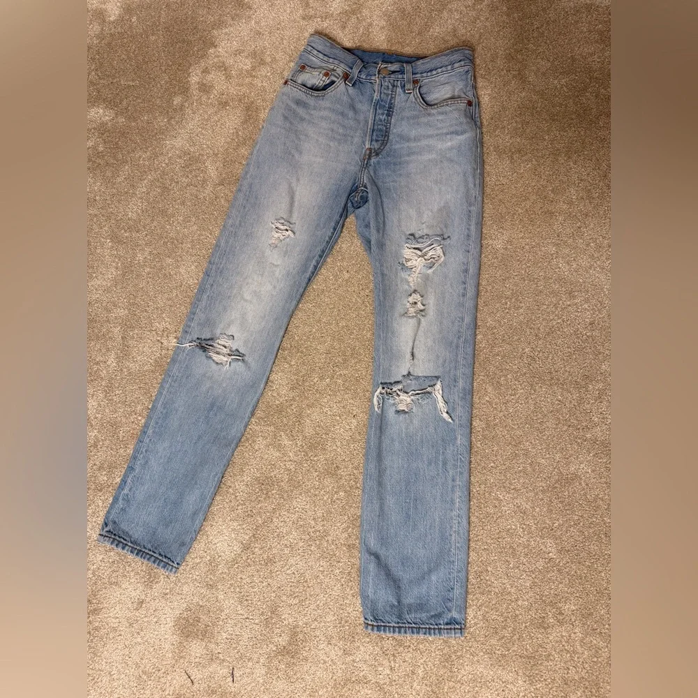 501 Premium Women's Straight Leg Jeans - Light Blue-Measurements on Pictures - Picture 2 of 9